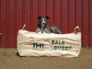 The Bale Buddy Bag holds an oversize straw bale (and Tigga!).